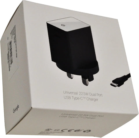 Google Universal 22.5W Dual Port USB Type-C Charger Black