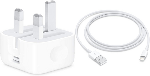 Official Apple 5w USB Power Adapter Charger Plug Folding Pins + 2 Metre Lightning Cable